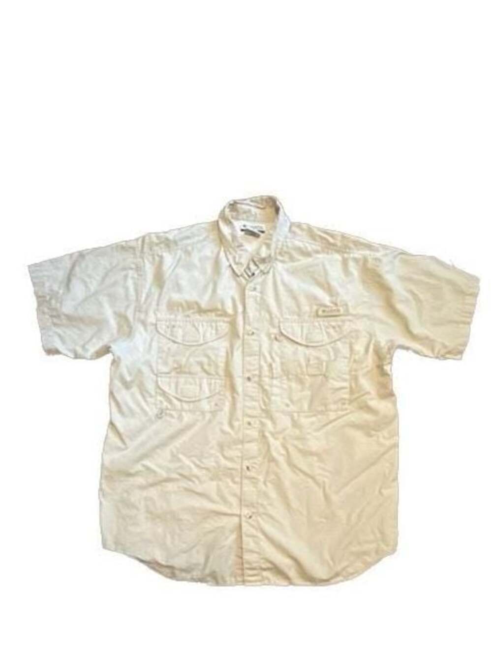 Columbia PFG Bonehead Short Sleeve Vented Fishing Shirt Men's Large Beige L